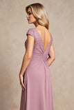 Vintage Mauve A Line High-Low Mother of Bride Dress with Appliques