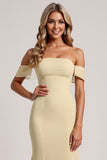 Daffodil Chiffon Mermaid Off the Shoulder Maxi Bridesmaid Dress