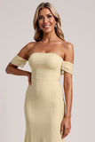 Daffodil Chiffon Mermaid Off the Shoulder Maxi Bridesmaid Dress