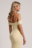 Daffodil Chiffon Mermaid Off the Shoulder Maxi Bridesmaid Dress