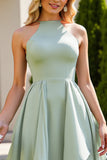 Sage Green Chiffon A Line Maxi Bridesmaid Dress with Ruffles