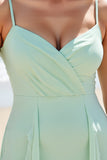 Mint Green Chiffon Plus Size Boho Maxi Bridesmaid Dress with Ruffles