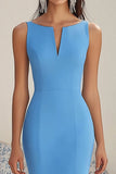 Blue Chiffon High-Low Mermaid Formal Dress with Ruffles
