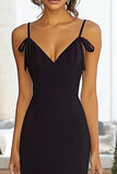 Black Mermaid V-Neck Maxi Prom Dress with Slit