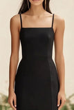 Black Maxi Mermaid Satin Formal Dress with Ruffles