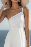 White One Shoulder Lace Short Graduation Dress
