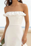 White Bodycon Midi Graduation Dress with Slit