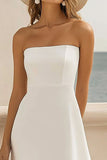 White A Line High-Low Graduation Dress with Ruffles