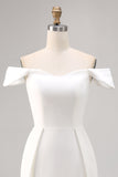 Satin Off the Shoulder Bodycon Little White Dress