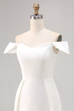 Satin Off the Shoulder Bodycon Little White Dress