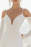 White Long Sleeves A Line Mini Graduation Dress
