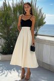 Black and Ivory A Line Maxi Formal Dress