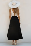 White and Black A Line V-Neck Boho Maxi Dress