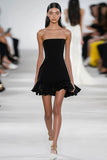 Black A Line Strapless Short Simple Graduation Dress with Ruffles