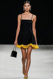 A Line Spaghetti Straps Black Satin Short Graduation Dress with Ruffles