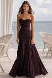 Coffee Mermaid Ruched Sweetheart Maix Formal Dress