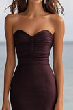 Coffee Mermaid Ruched Sweetheart Maix Formal Dress