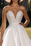 Sparkly White Organza High-Low Engagement Dress with Ruffles