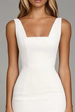 Ivory Bodycon Sqaure Neck Ruffled Summer Short Work Dress