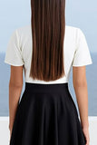 A Line Black White V-Neck Maxi Work Dress