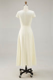 Daffodil A Line Bateau Neck Midi Satin Work Dress