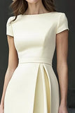 Daffodil A Line Bateau Neck Midi Satin Work Dress