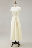 Daffodil A Line Midi Satin Work Dress with Sleeves