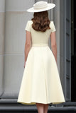 Daffodil A Line Bateau Neck Midi Satin Work Dress