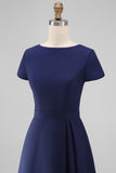 Daffodil A Line Midi Satin Work Dress with Sleeves