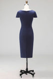 Black Bodycon Midi Work Dress with Sleeves
