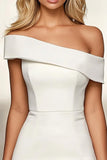 Simple Ivory Satin Bodycon Short Work Dress