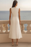 Midi Ivory Bodycon Satin Shawl Lapel Work Blazer Dress with Slit