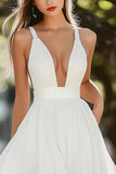 White Mini V-Neck A Line Chiffon Graduation Dress