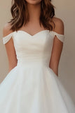 White Tulle Off the Shoulder A Line Mini Graduation Dress