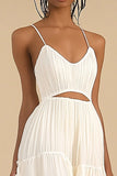 Ivory Chiffon A Line High-Low Graduation Dress with Ruffles