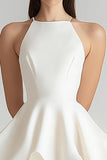 Ivory Spaghetti Straps Mini A Line Graduation Dress with Ruffles