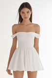 Ivory Simple Off the Shoulder Mini A Line Graduation Dress