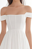Ivory Corset Off the Shoulder Mini A Line Graduation Dress