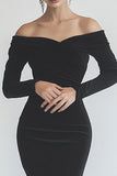 Black Off the Shoulder Mermaid High-Low Formal Dress