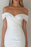 White Off the Shoulder Short Bodycon Graduation Dress