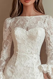 Ivory Lace Bateau Neck Bodycon Mini Graduation Dress with Ruffles
