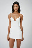 Mini White Bodycon Spaghetti Straps Satin Graduation Dress