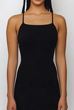 Black Spaghetti Straps Sheath Maxi Formal Dress
