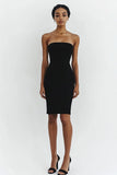 Black Simple Strapless Bodycon Short Graduation Dress