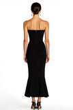 Satin Strapless Mermaid Black Maxi Formal Dress