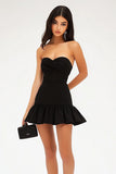Black Sweetheart A Line Ruffled Mini Graduation Dress