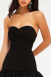 Black Sweetheart A Line Ruffled Mini Graduation Dress