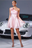 Blush Organza Floral A Line Mini Prom Dress