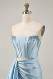 Sparkly Blue Tight Corset Short Cocktail Dress with Ruffles