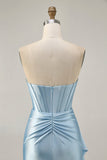 Sparkly Blue Tight Corset Short Cocktail Dress with Ruffles